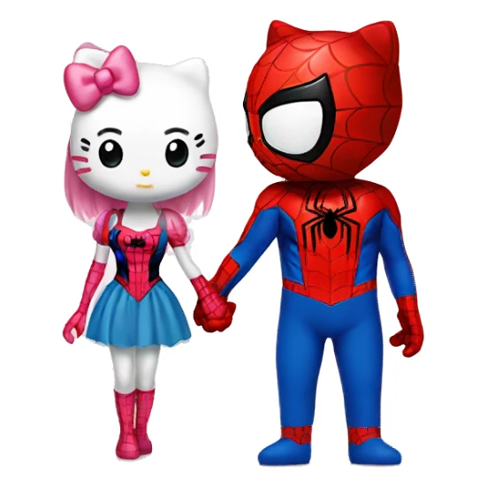 Spider man and hello kitty holding hands sticker