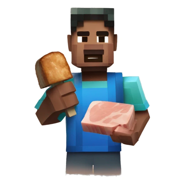 Minecraft Steve eating pork chops  sticker