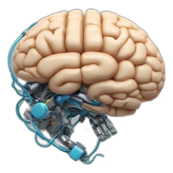 Muscular brain with robotic features sticker