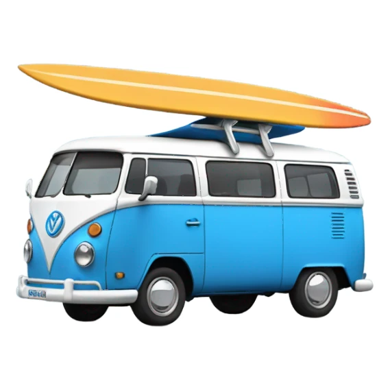 Blue type 2 vw bus with surf board sticker