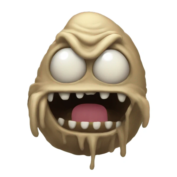 scary creature pooping while smiling sticker