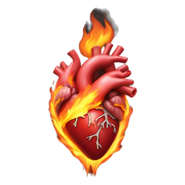 Anatomical heart on fire sticker