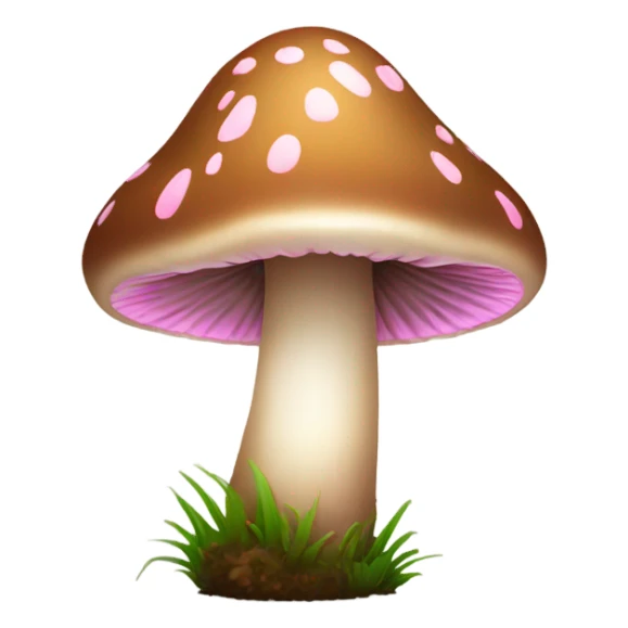 Brown mushroom with pink tip long stem sticker