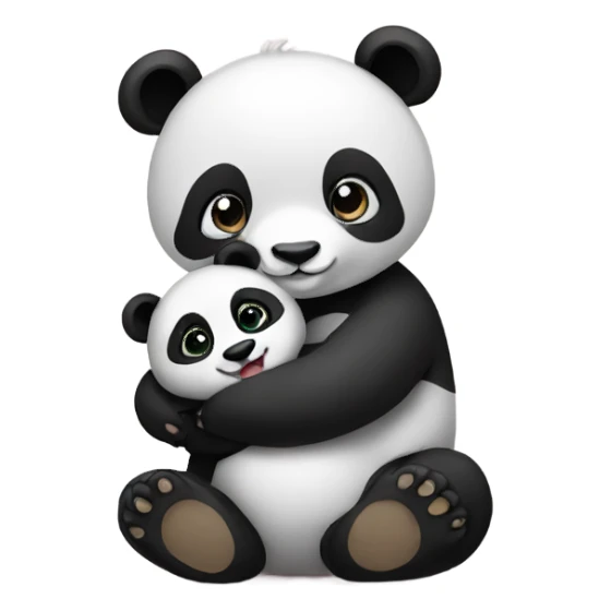 Panda holding a baby sticker