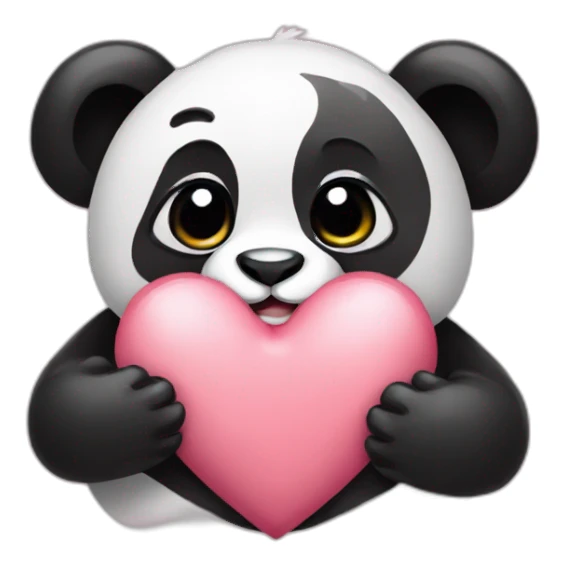 panda with heart in her hands sticker