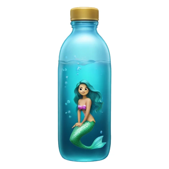 mermaid-shape water in bottle sticker