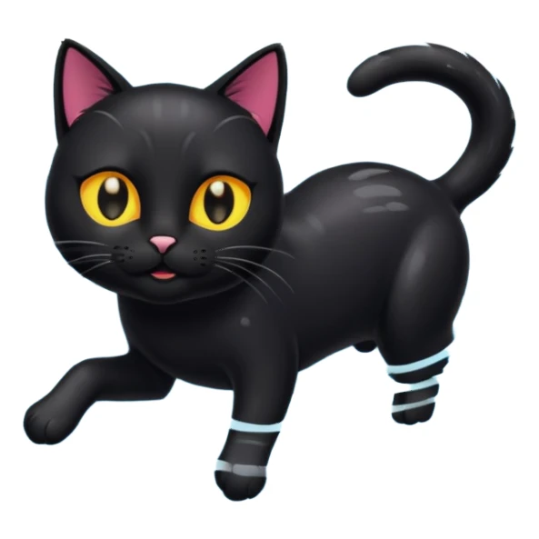 Black cat playing in a pool sticker