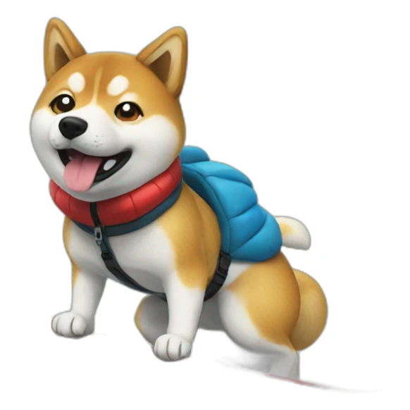 shiba santa snowboarding sticker
