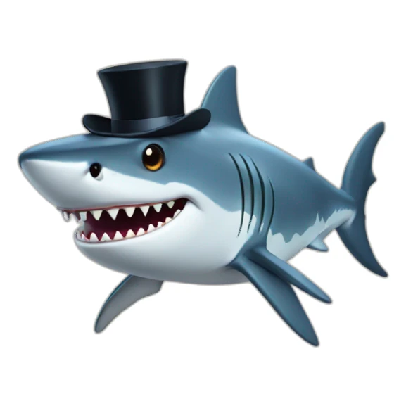 Shark with a top hat sticker