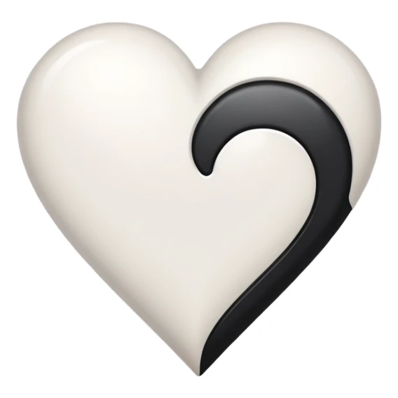 Half white and half black heart sticker