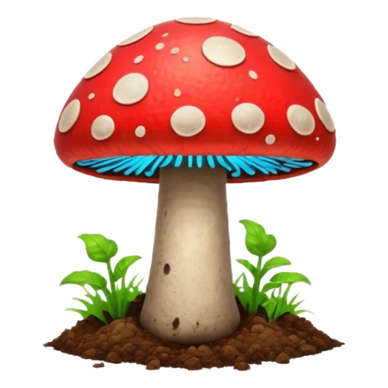 neon glowing magic mushroom with dirt sticker