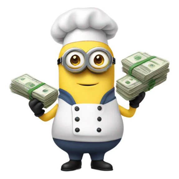 Minion with cash and chef head sticker