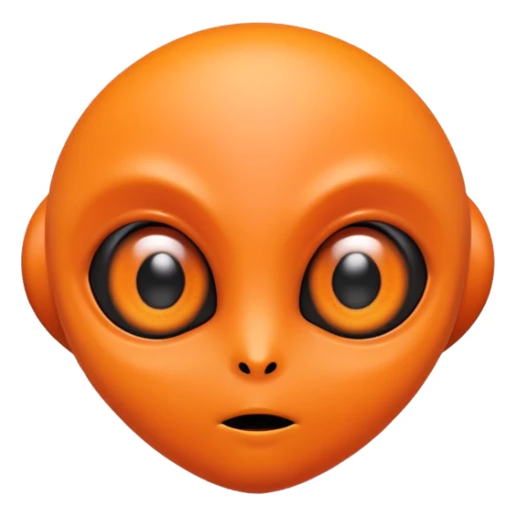 orange alien with big black eyes sticker