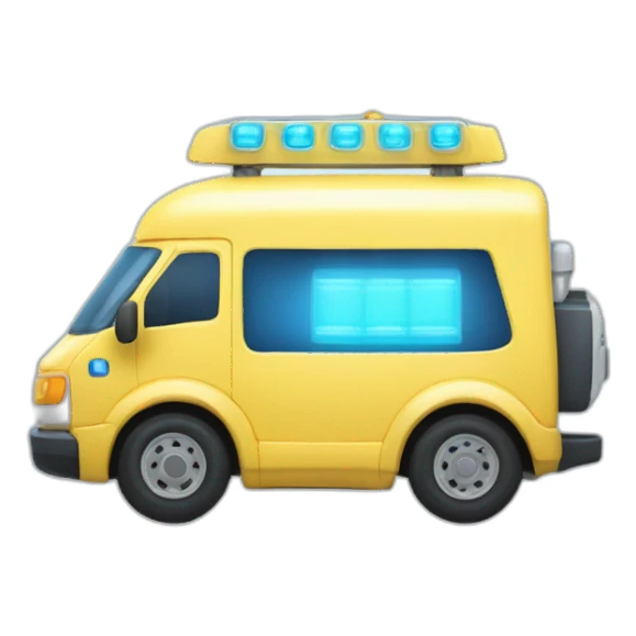 Ambulancia amarilla con luces azules  sticker