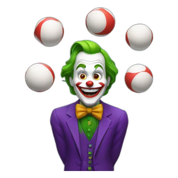 a joker with juggling three balls sticker