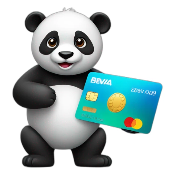 Panda with Bank card and computer sticker