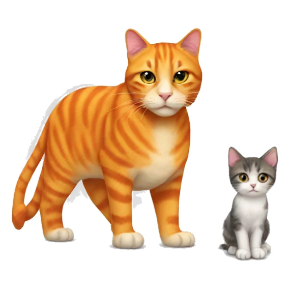 Big orange cat AND small tricolour kitty sticker