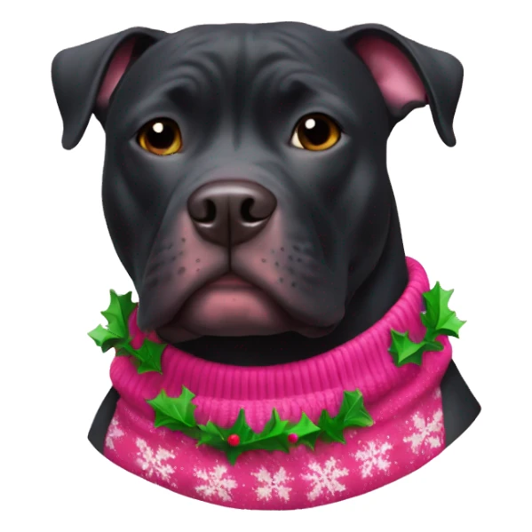 Black pitbull with pink Christmas sweater sticker