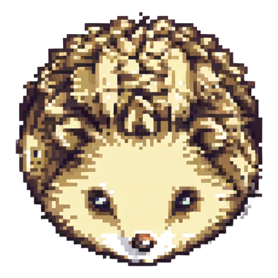 simple and cute pixel art hedgehog, 8-bit style sticker