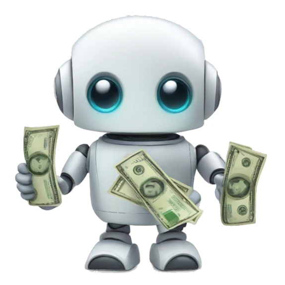 Cute FinTech Robot With Money sticker