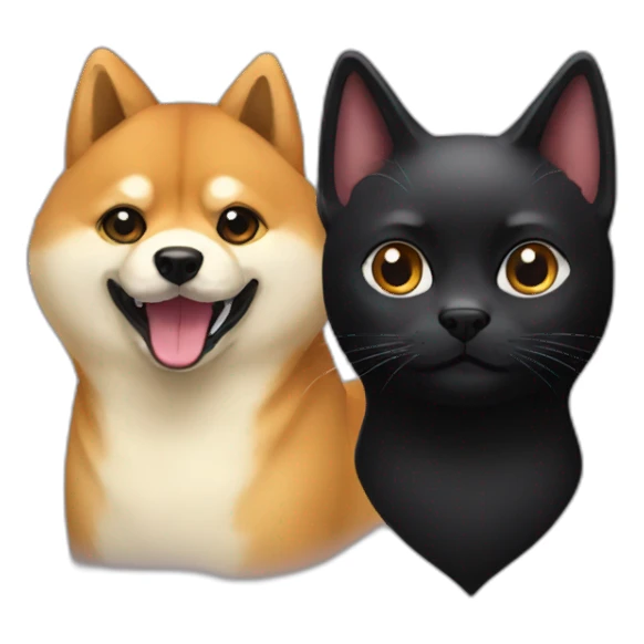 shibainu and black cat sticker