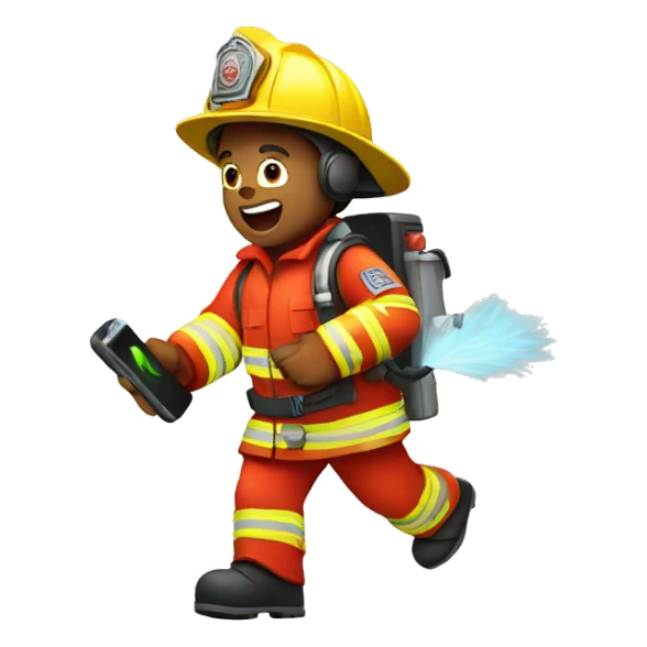 Firefighter charging his phone  sticker