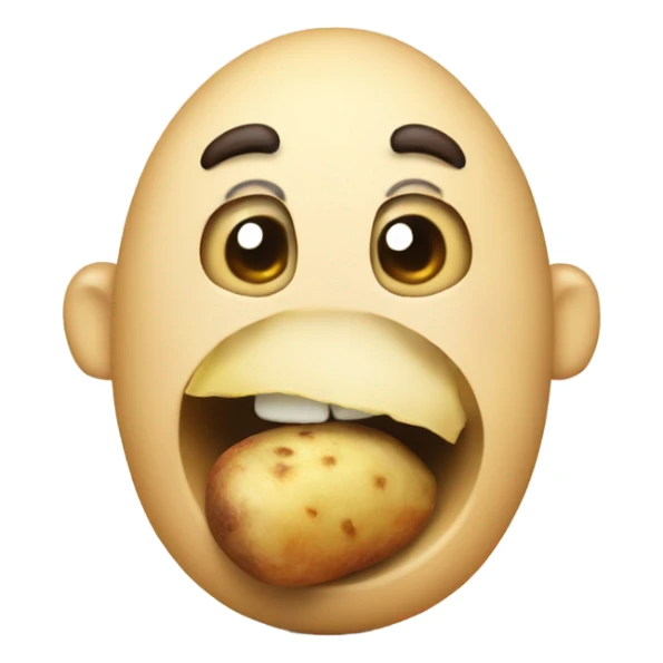 john pork eating a potato with a top sticker