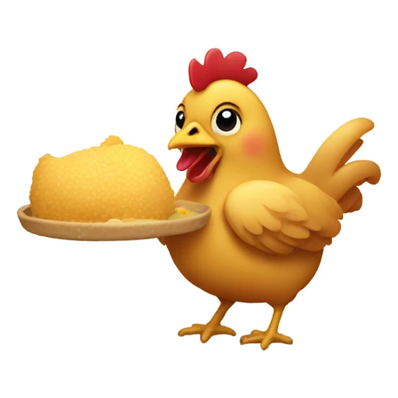 Cute chicken eating food sticker