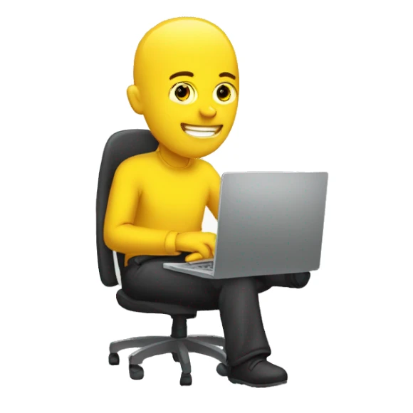 homme jaune avec un ordinateur  sticker