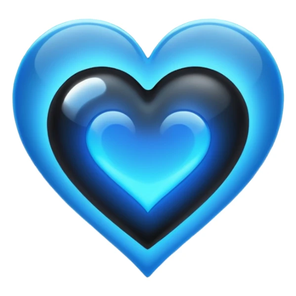 Black heart with blue flars sticker