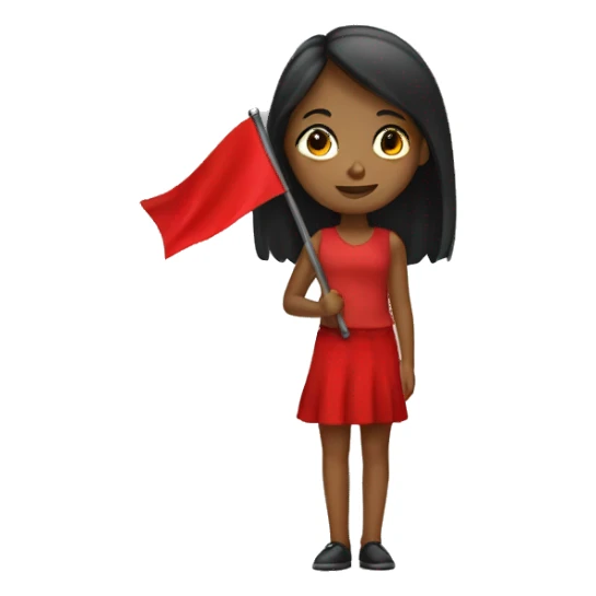 girl holding a red flag sticker