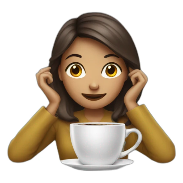 girl on work with coffee and clock sticker
