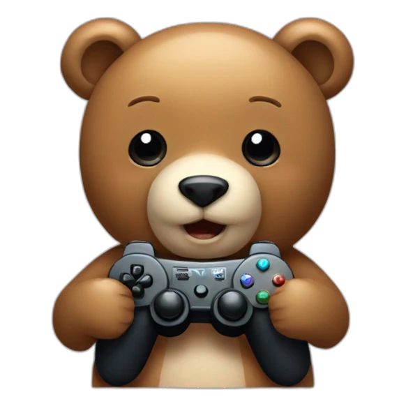 cute bear playing video games sticker