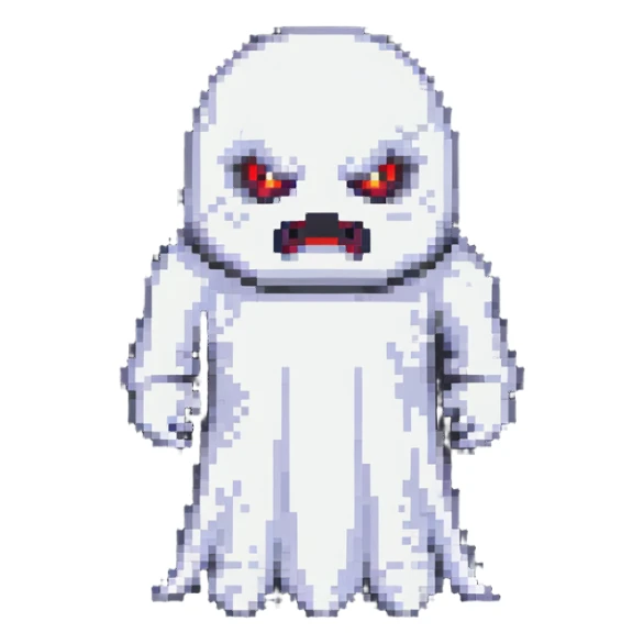 angry Casper ghost in pixel art style sticker