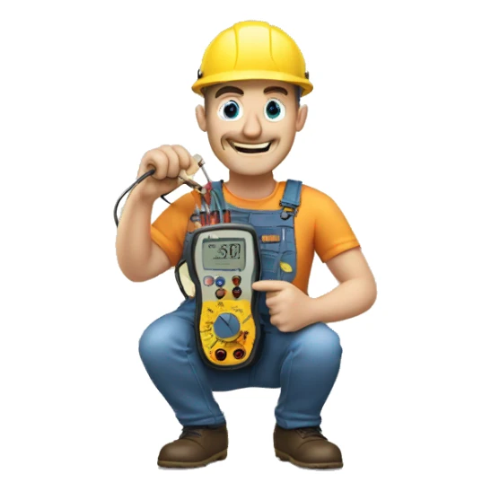 electrician with mutimeter sticker