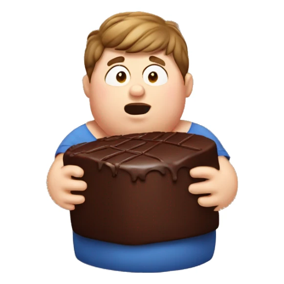 A fat boy eating chocolate cakes sticker