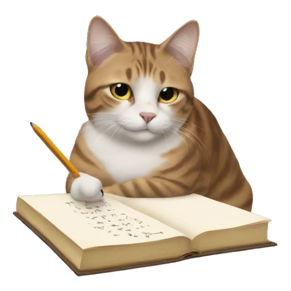A cat writing Meh sticker