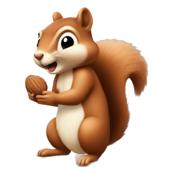 Cute squirrel eating a nut sticker
