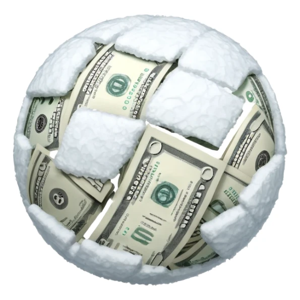 Snow ball with dollar bills  sticker