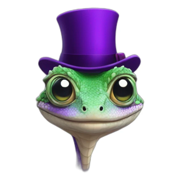 lizard with purple hat with monocle in star shape sticker