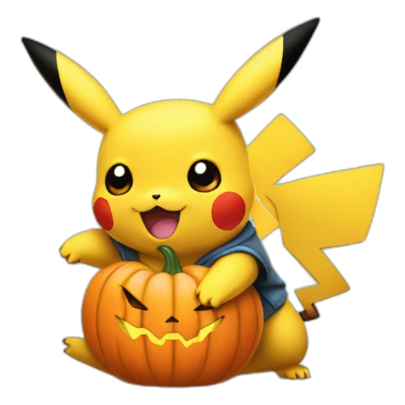 Pikachu holding a pumpkin sticker