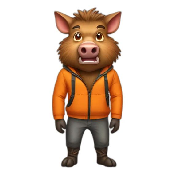 ANGRY wild boar with orange jacket sticker