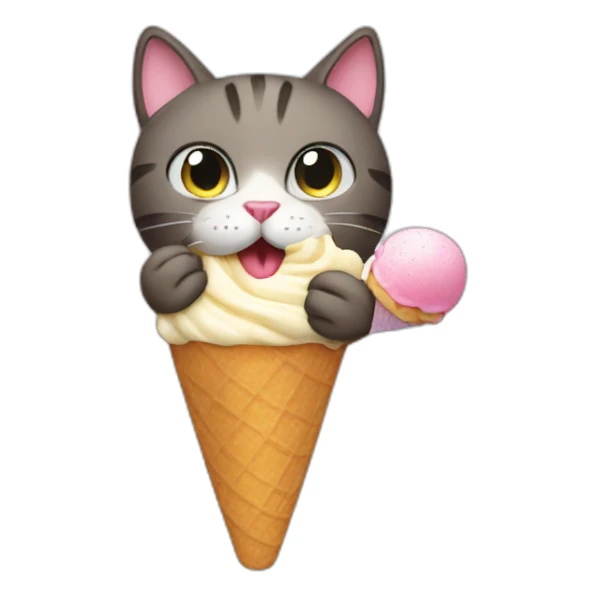 a cat eating an ice cream sticker