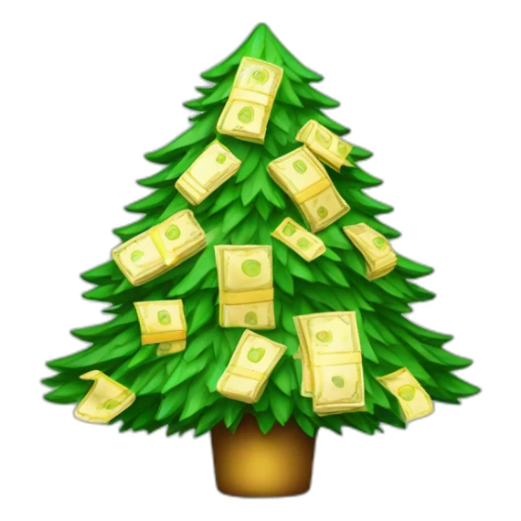 Christmas tree with money sticker