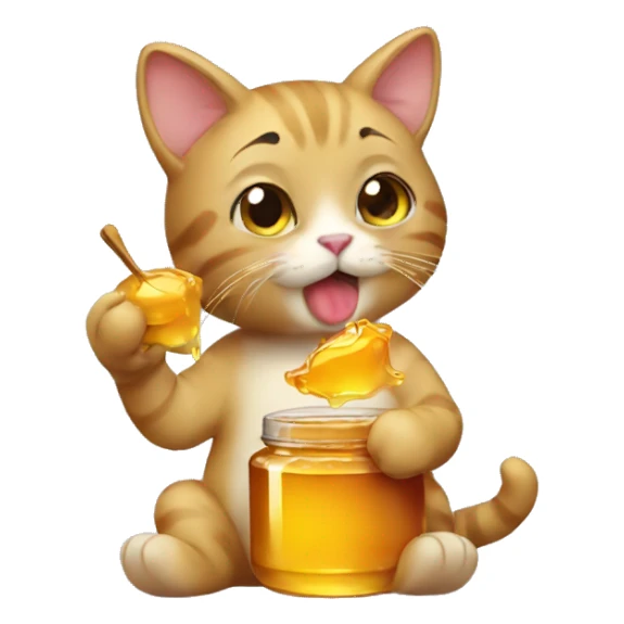 a cute cat eating honey sticker