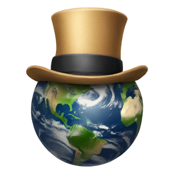 earth wearing a top hat sticker