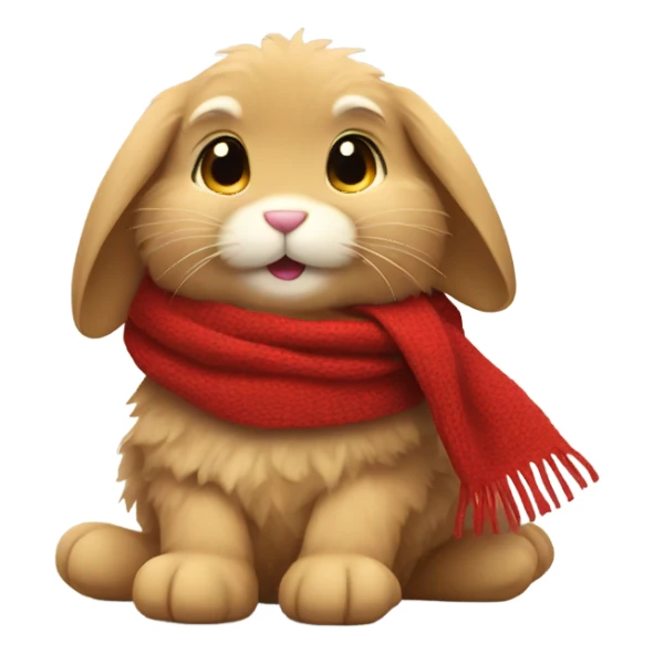 light brown fluffy bunny with red scarf laying down sticker