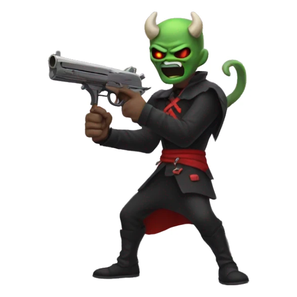 Demon emoji holding duel wielded guns sticker
