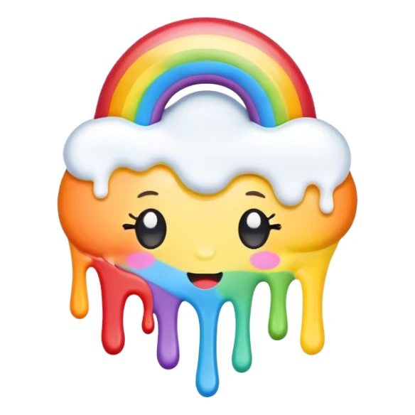 melted paste  rainbow kawaii frosting sticker