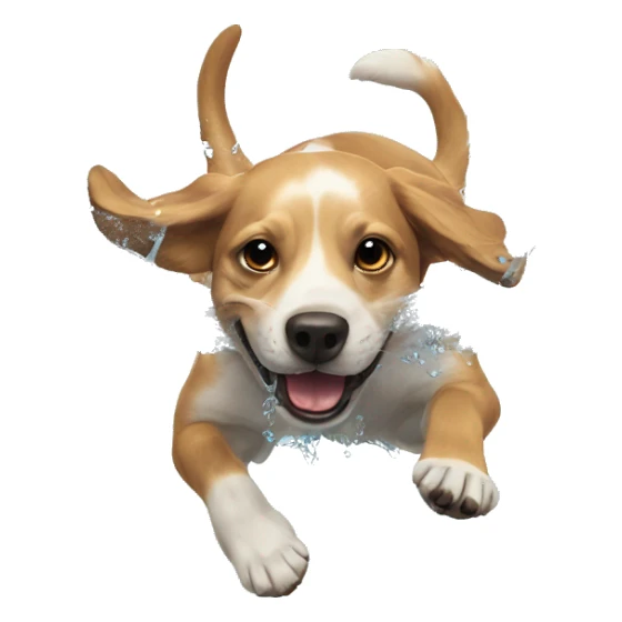 Dog flyes in water sticker